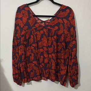 BUCKETLIST Multicolored Relaxed Blouse with‎ Flutter Sleeves Babydoll Fit